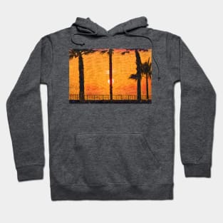 Ocean Sunset Behind A Palm Tree Hoodie